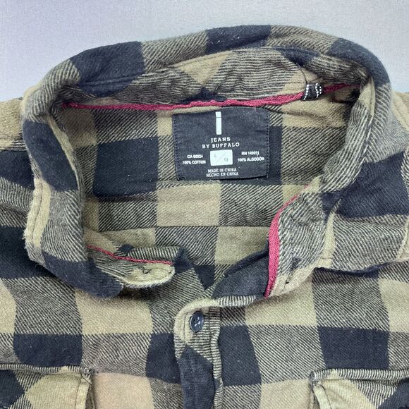 Jeans by Buffalo Mens Large Plaid Thin Flannel Long Sleeve Button Shirt - Picture 2 of 13